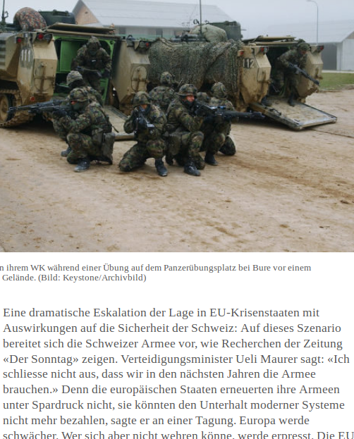 Unruhen EU Schweiz Übung Armee